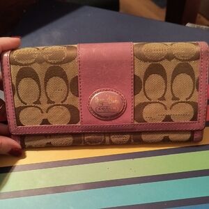 Coach Pink and Brown Women's Wallet